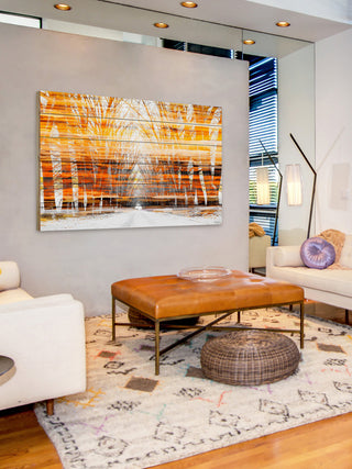 "Orange Striped Sky" Print on White Wood, 60"x40"