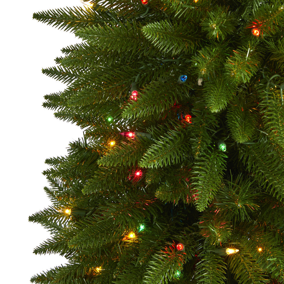 5' Sierra Fir Faux Xmas Tree W/Multicolor Lights & Bendable Branches, Container