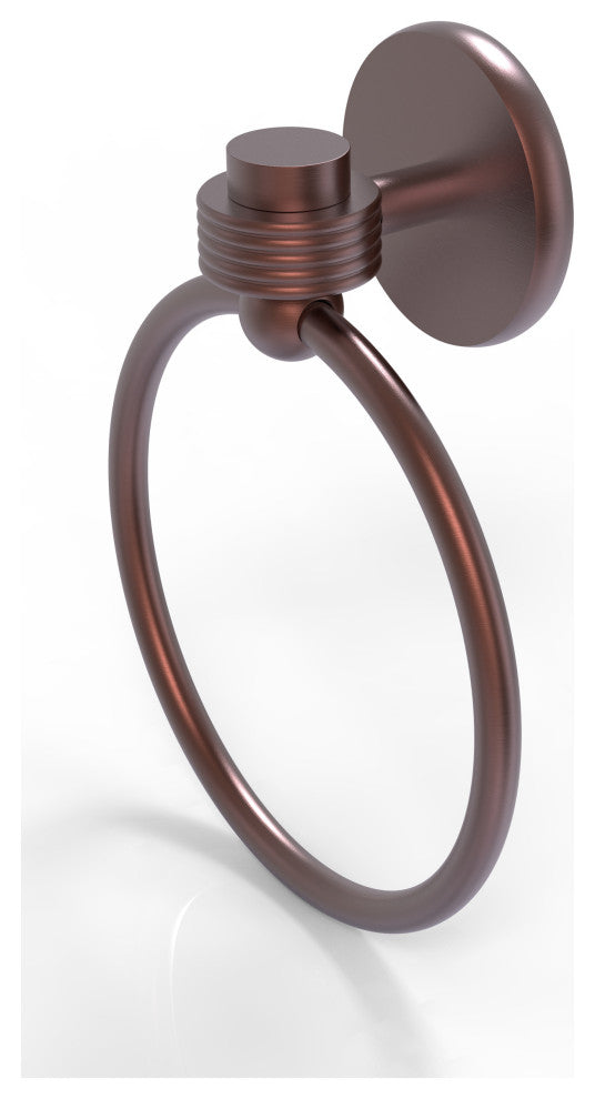 Satellite Orbit One Towel Ring With Groovy Accent, Antique Copper