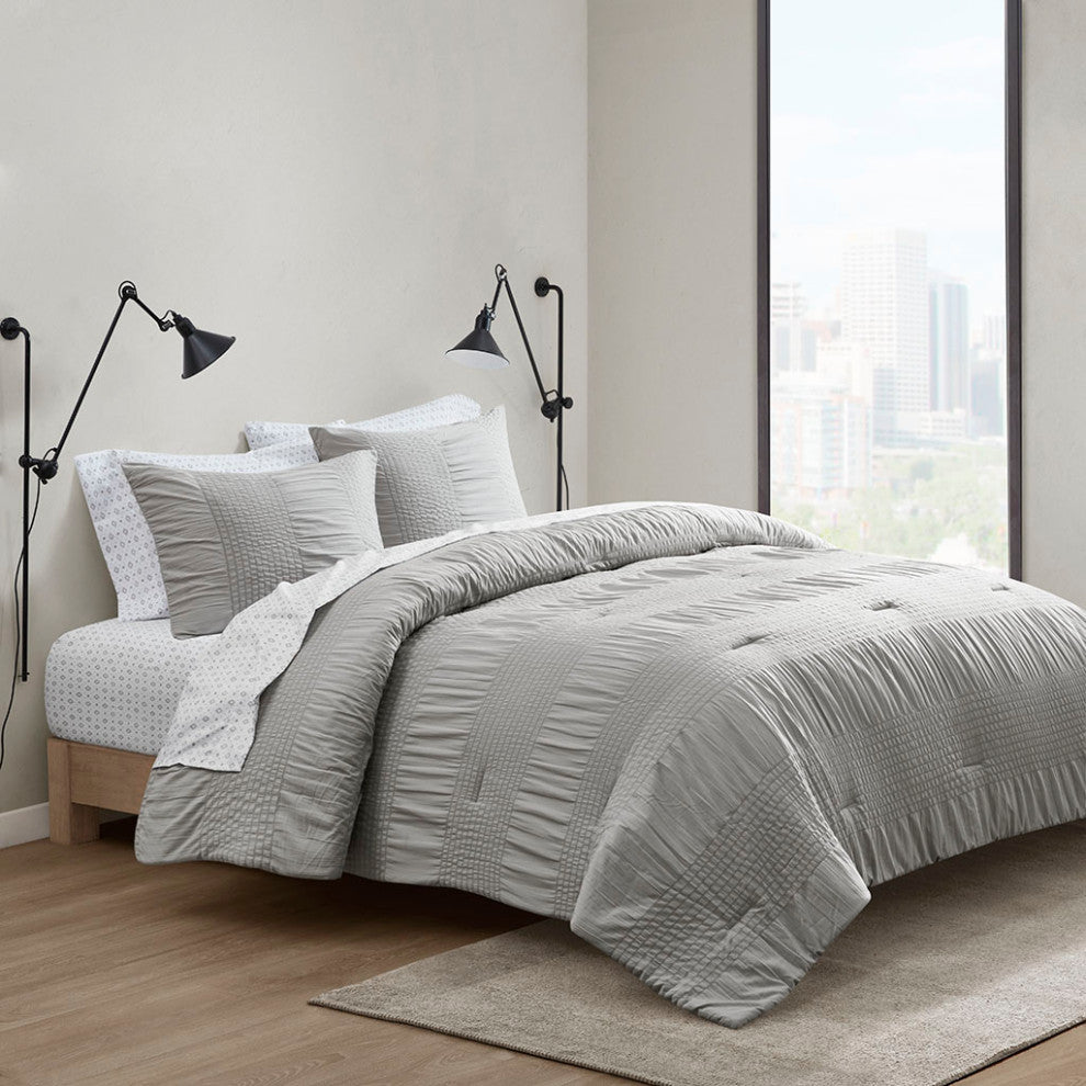 Madison Park Essentials Nimbus Casual Compelete Comforter and Sheet Set, Gray