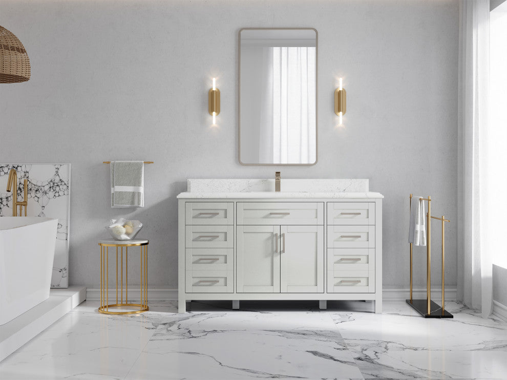 Cambridge 60 Single Bathroom Vanity in Coventry Gray 1.5" Empira Quartz