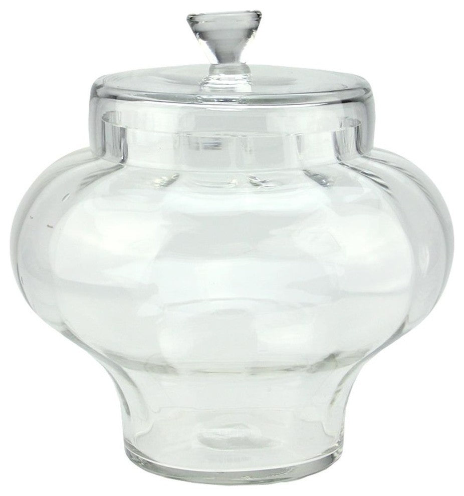 11" Transparent Segmented Glass Container With Lid