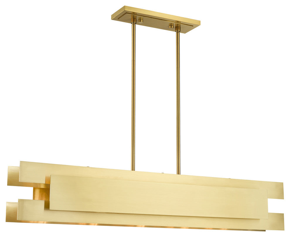 Livex Lighting Satin Brass 5-Light Linear Chandelier