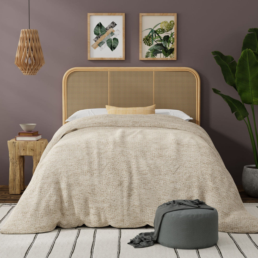 Latitude Classic Rattan Cane Headboard, Natural, Queen Size
