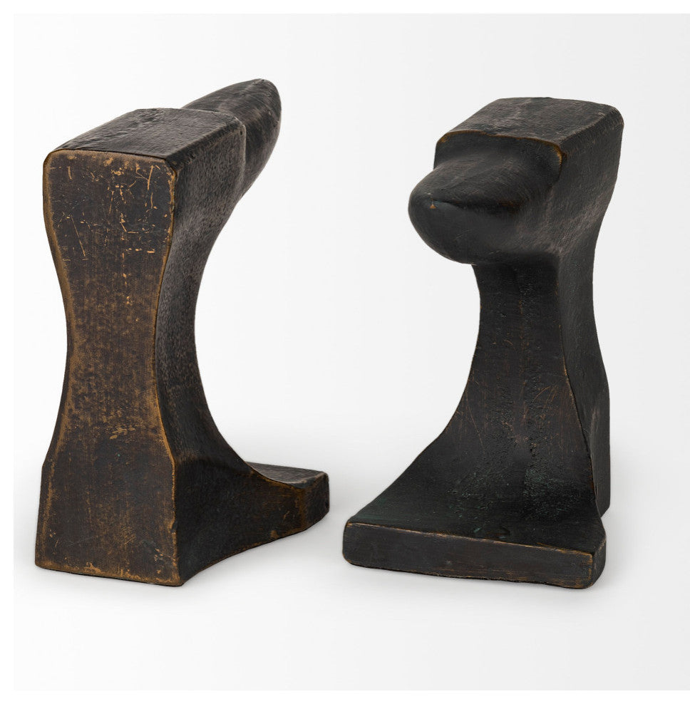 Anvilia, 2-Piece Set, 12Lx4W Black With Gold Accents Anvil Shaped Bookends