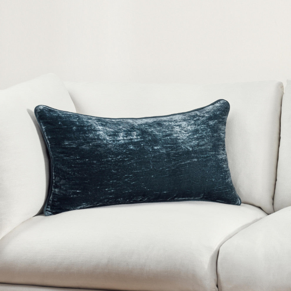 Lexington Viscose Silk Blend Throw Pillow by Kosas Home, Denim Blue, 14x26