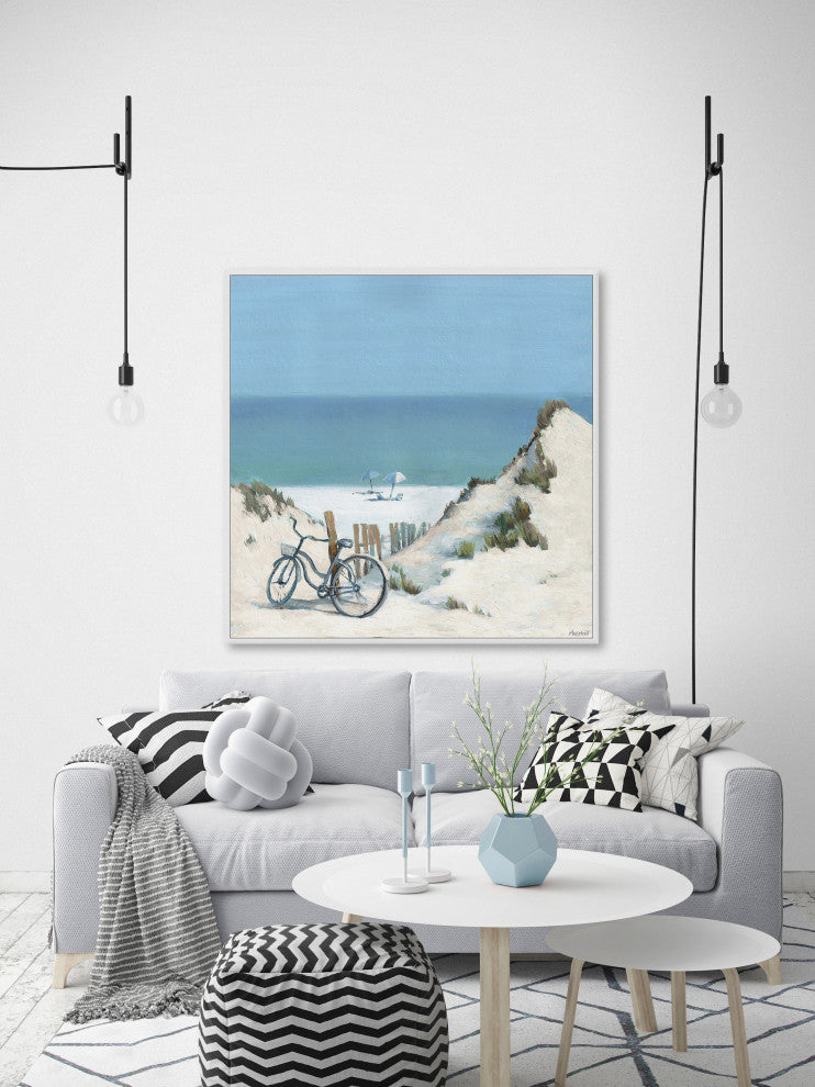 "Biking My Way" Floater Framed Painting Print on Canvas, 12x12