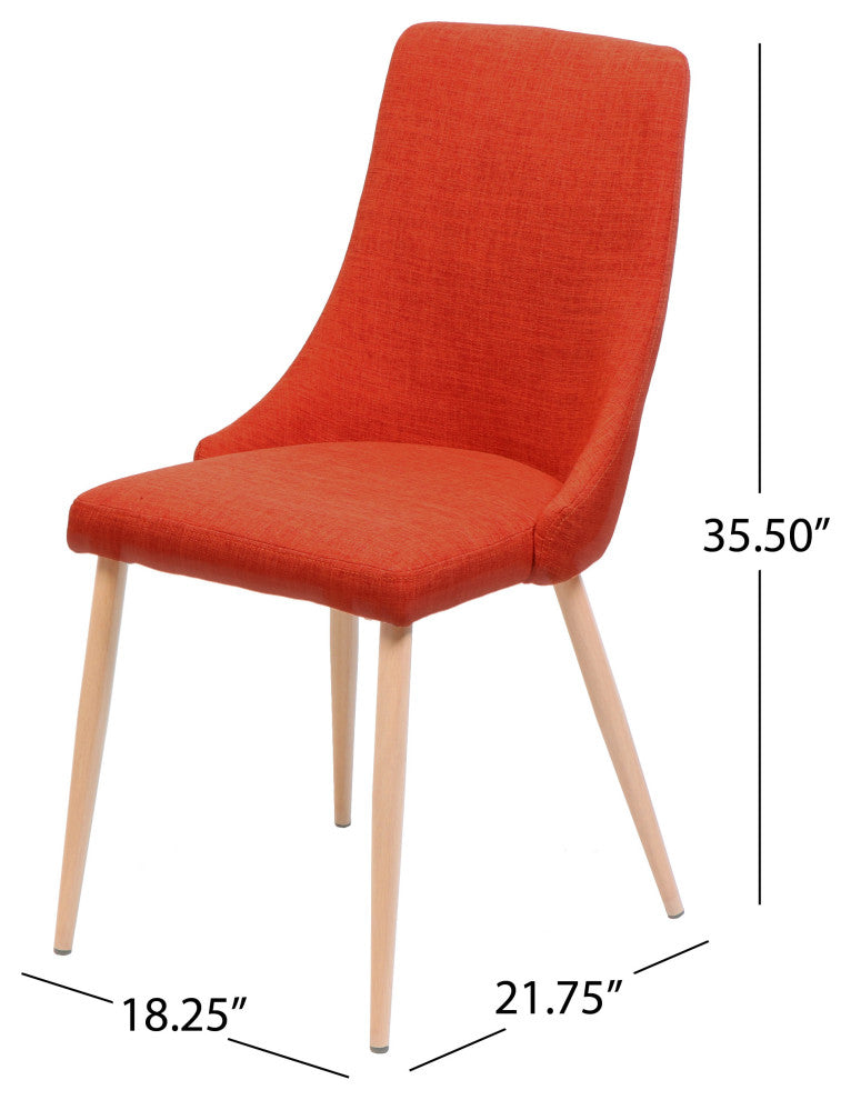 GDF Studio Soloman Fabric Dining Chairs With Wood Finished Legs, Set of 2, Muted Orange