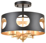 Odelle 4-Light Ceiling Mount, Matte Black/Antique Gold