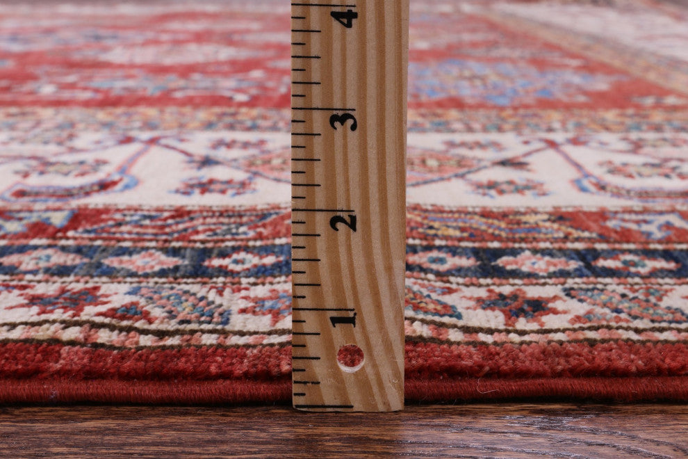 8' 9" X 12' 0" Handmade Super Kazak Geometric Rug Q10611