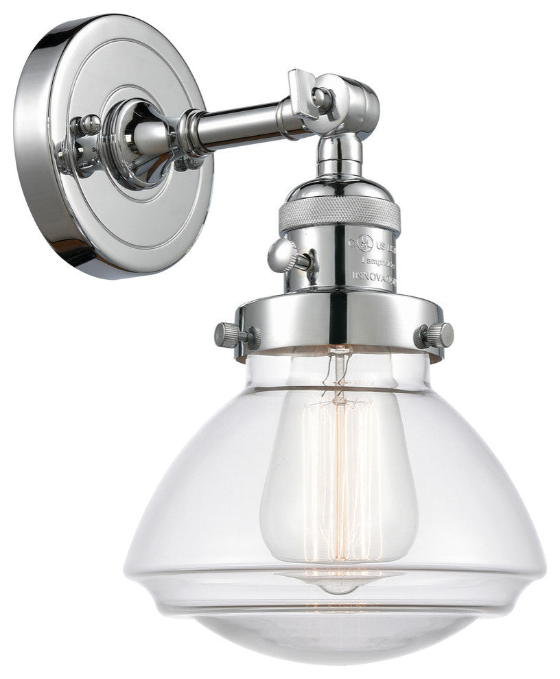 Olean 1-Light Sconce, Polished Chrome, Clear