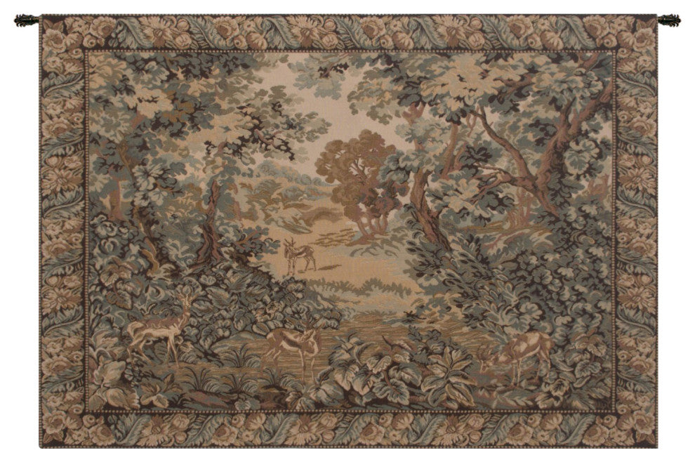 Verdure And Reindeer, Wall Tapestry, 24"x36"