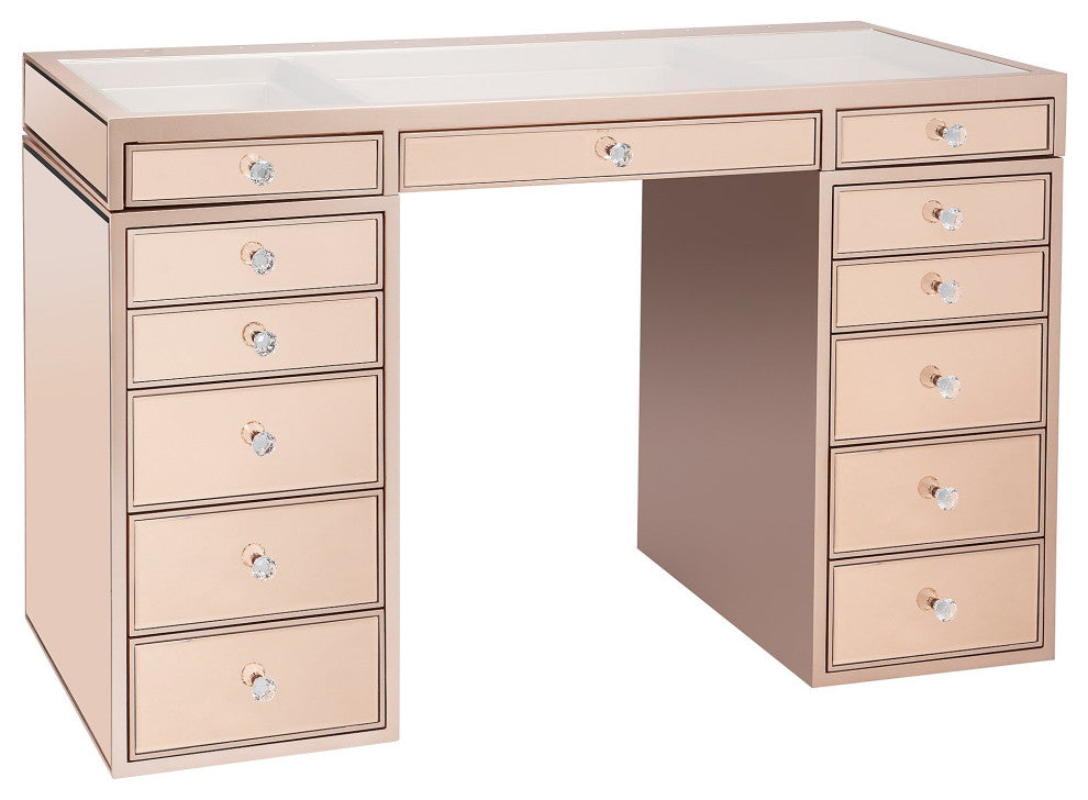 SlayStation Plus Premium Mirrored Vanity Table, Rose Gold