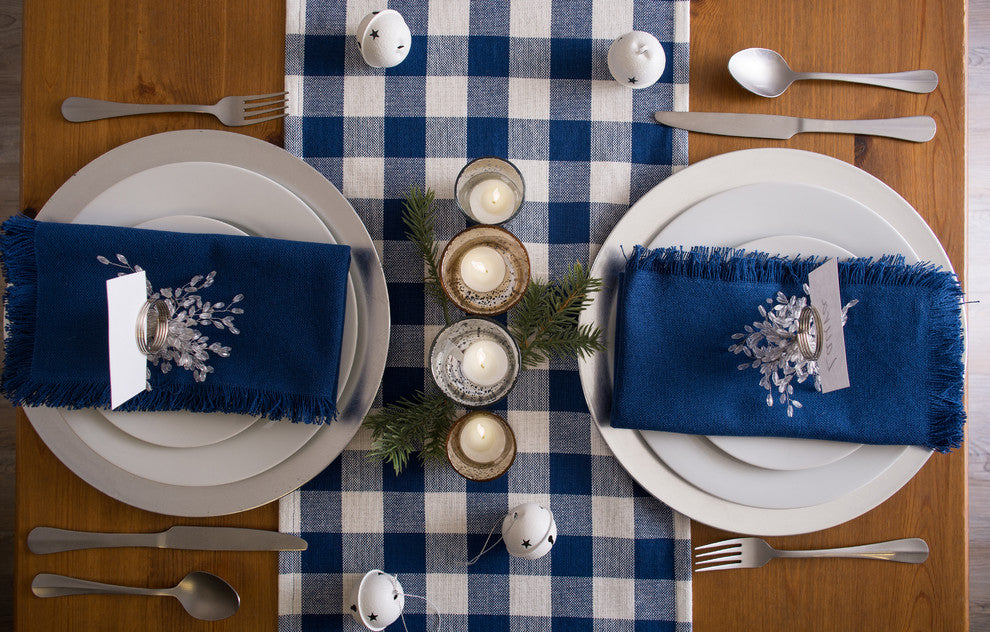 DII Navy Buffalo Check Table Runner