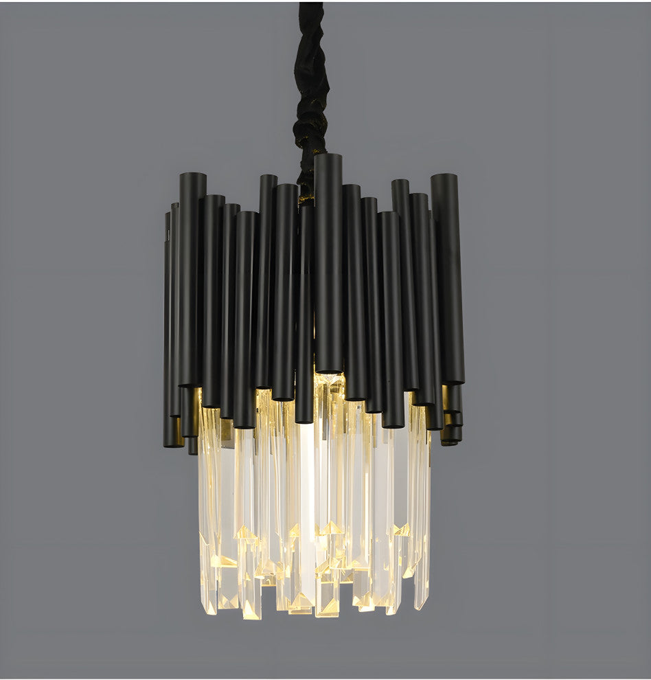 Munsingen | Modern Black Crystal Lighting for Kitchen Island, Cone Crystals, 1 Pc