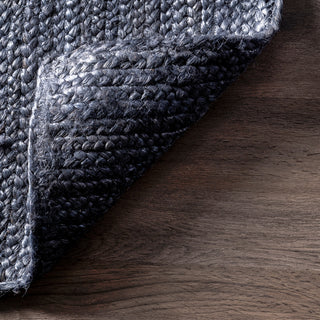 Nuloom Rigo Hand Woven Farmhouse Jute Area Rug, Navy 6'Round