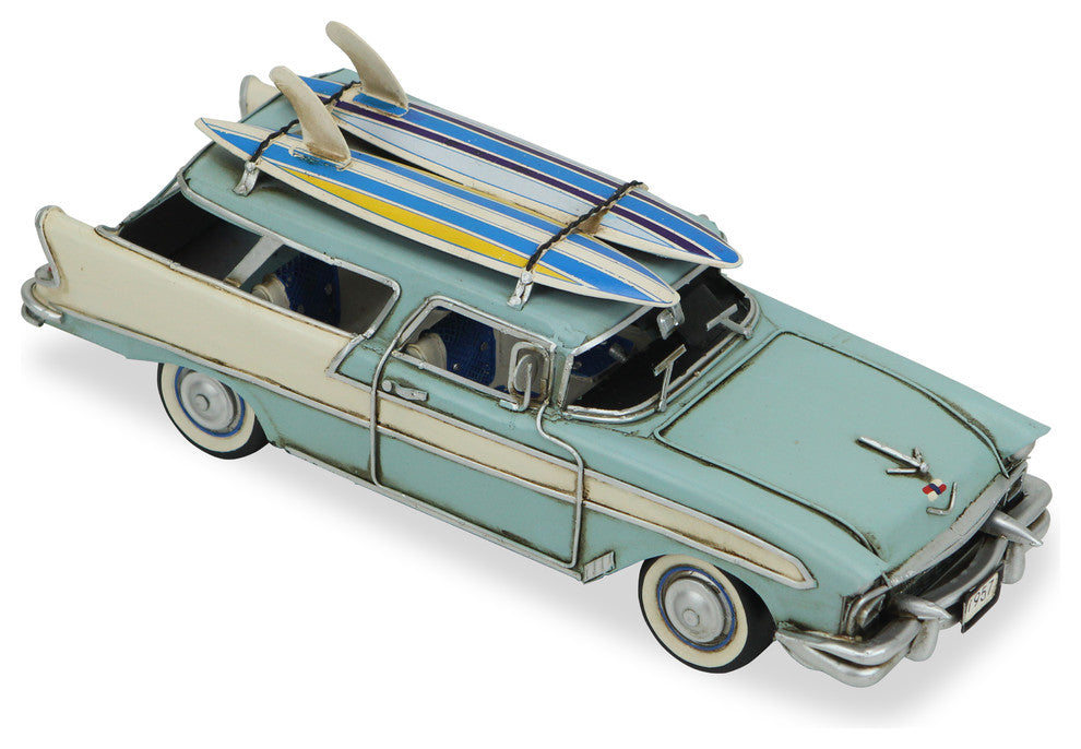 Station Wagon With Surfboard, Blue
