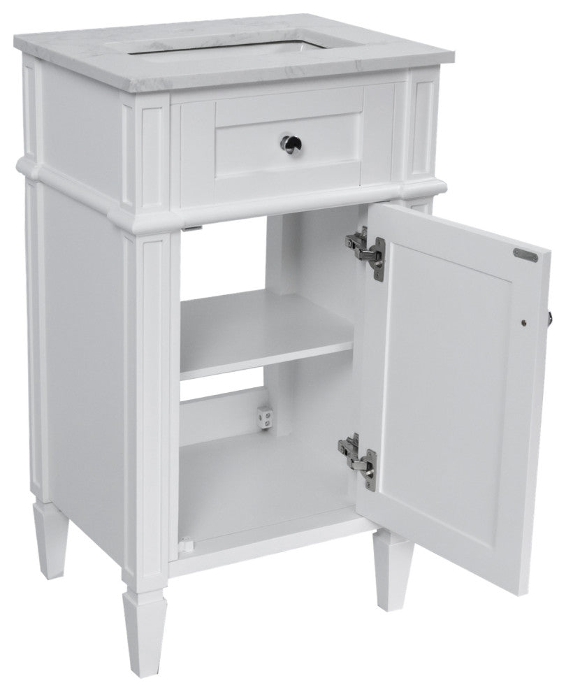 Hailey 20" Bathroom Vanity, Engineered Marble Top, White