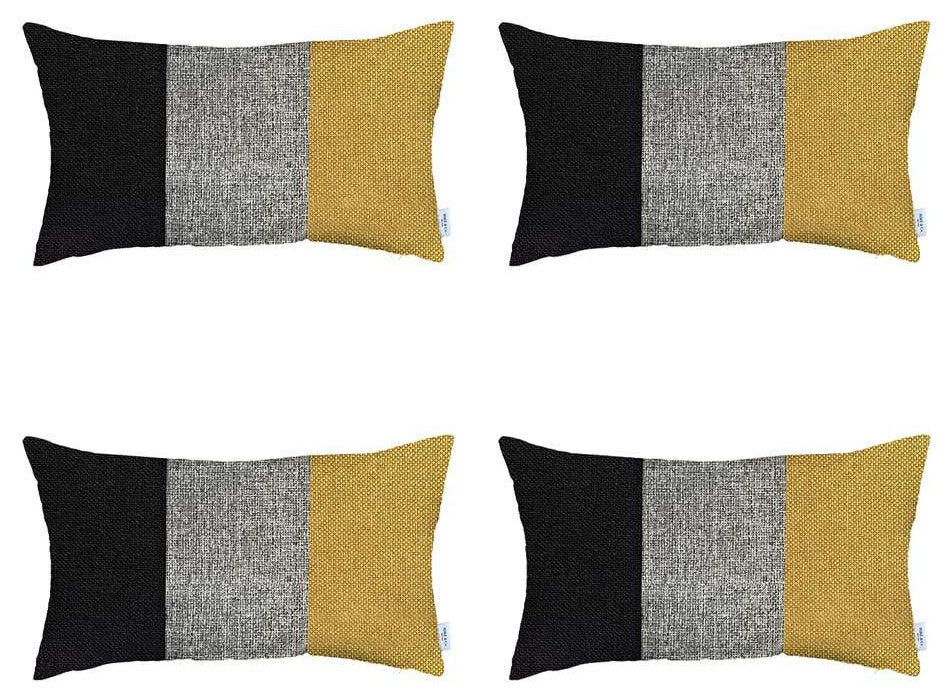 Set of 4 Red Tripartite Lumbar Pillow Covers
