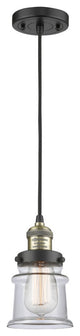 Small Canton 1-Light Mini Pendant, Black Antique Brass, Clear