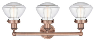 Olean 3-Light 25" Bath Vanity Light, Antique Copper Finish, Clear Shade