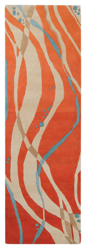 Surya Studio SR-109 8' Round Rug, Bright Orange/Aqua/Beige