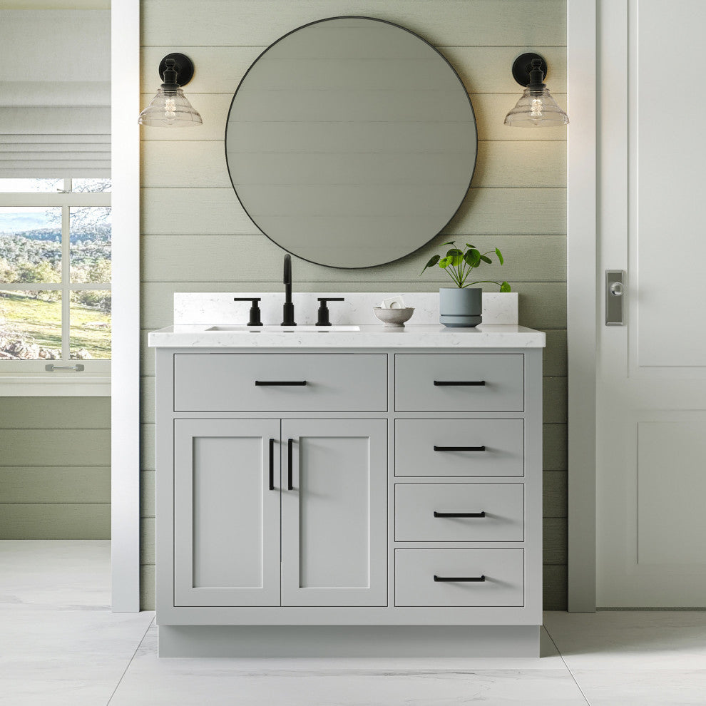 Ariel Hepburn 42" Single Rectangle Sink Vanity, Carrara Quartz