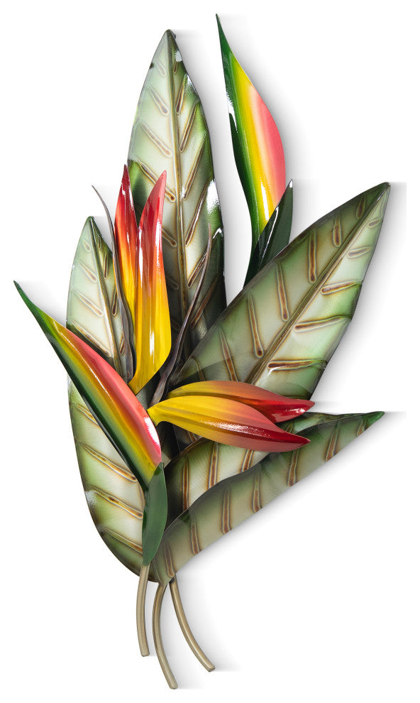 Tropical Home Decor 'Bird of Paradise Natural Colors' Botanical Metal Wall Art