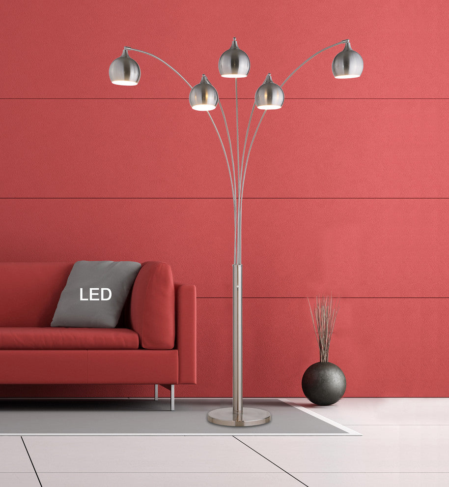 Artiva AMORE LED Arch Floor Lamp With Dimmer, Brushed Steel