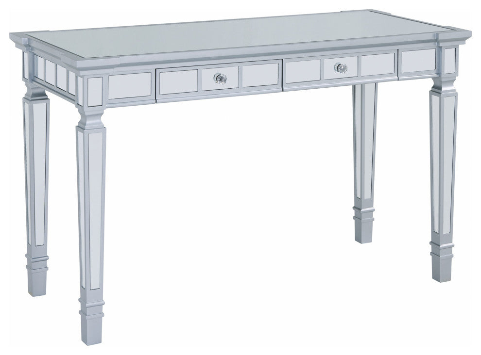 Silver Mirrored Writing Desk with Drawers
