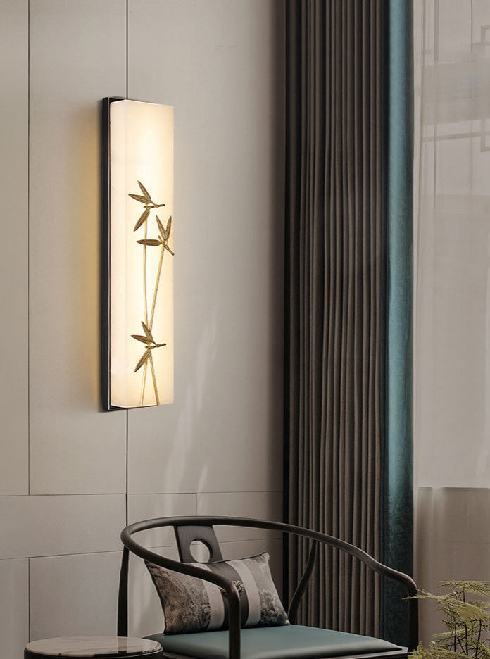 Creative Marble Wall Lamp in Chinese Style for Living Room, Bedroom, Bamboo Leaves