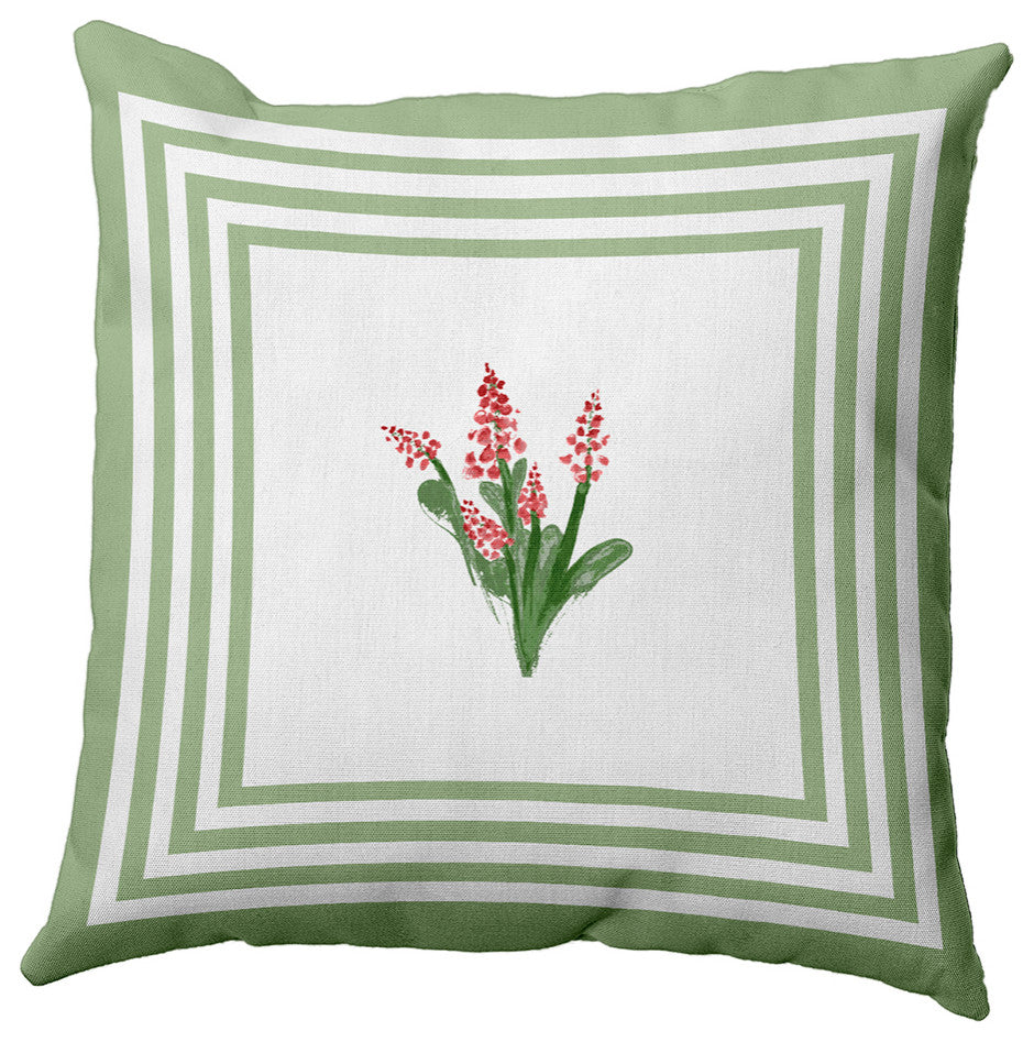 Framed Bouquets Decorative Throw Pillow, Fresh Green, 26"x 26"