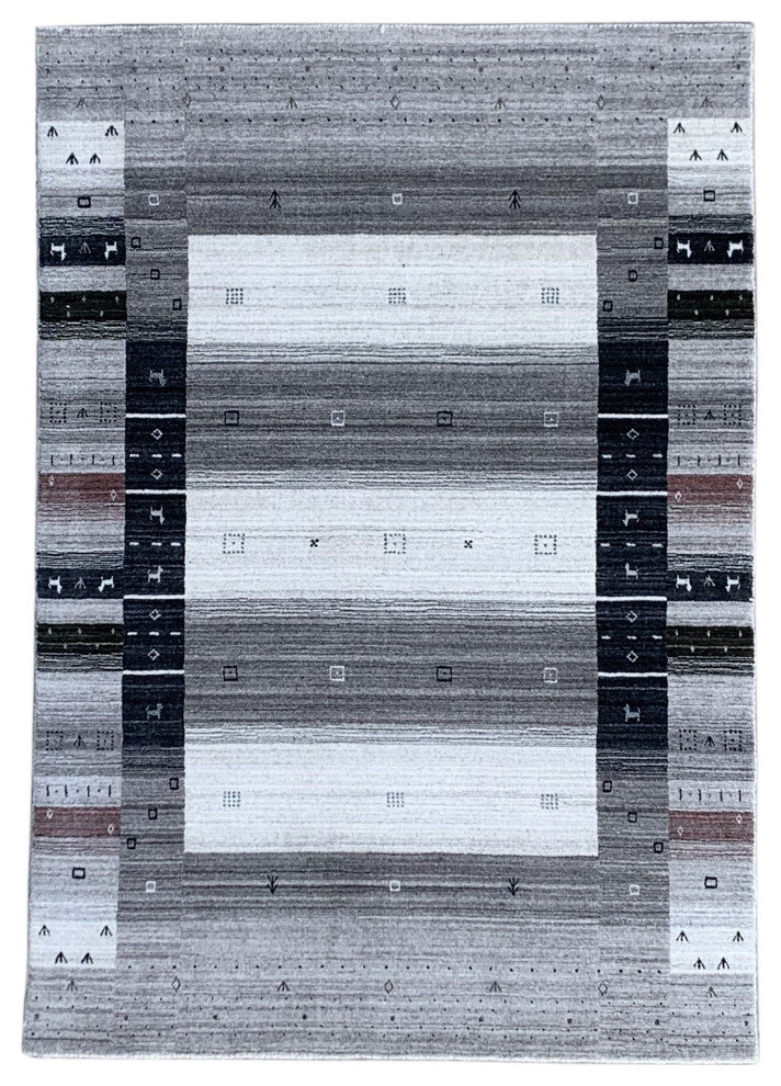 Gray Transitional Modern Gabbeh Area Rug