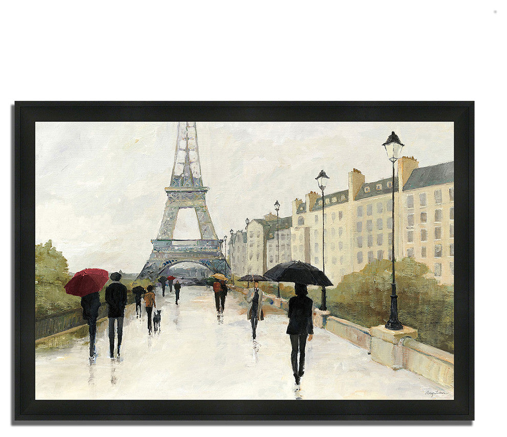 "Eiffel In The Rain Marsala Umbrella" By Avery Tillmon, Framed Painting Print
