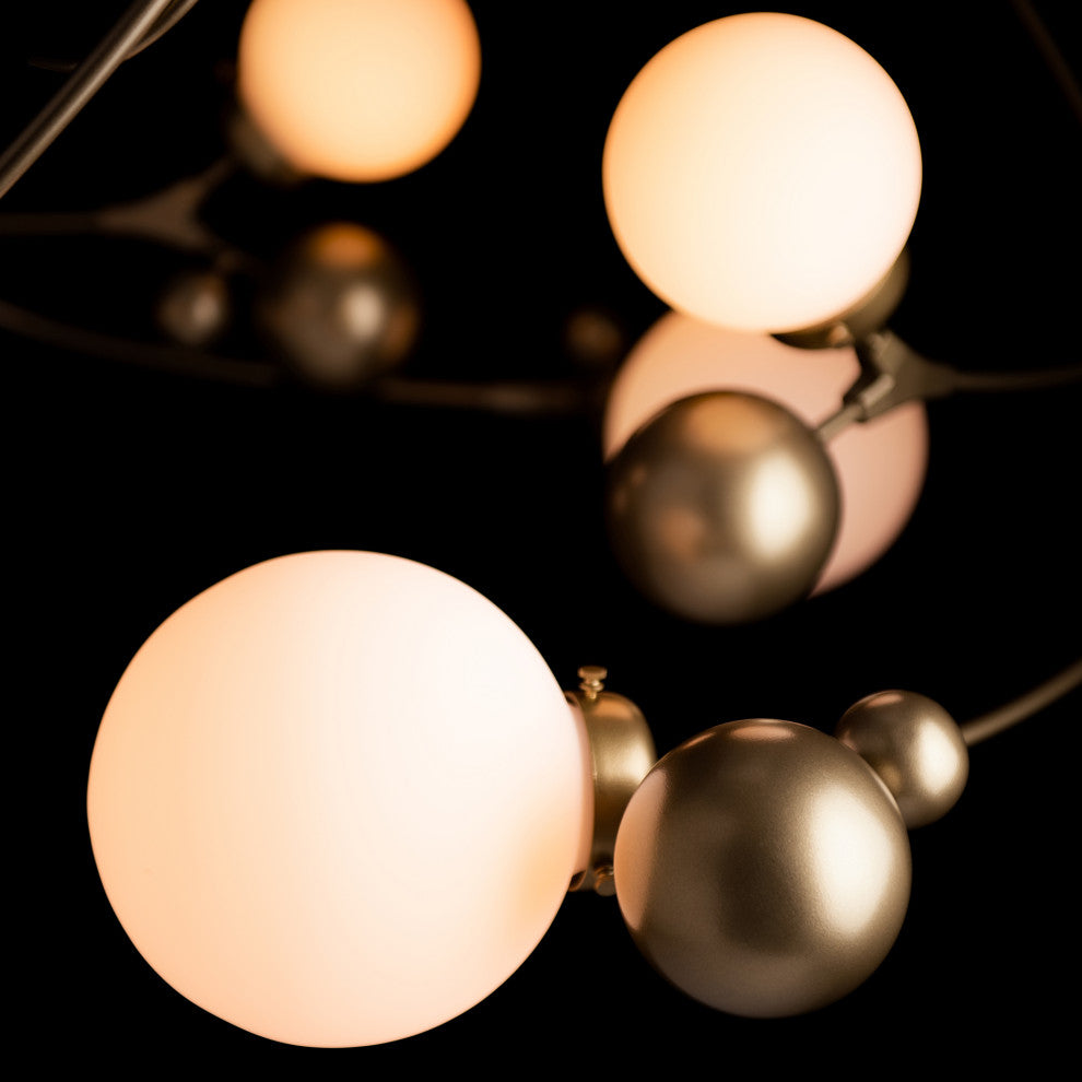 Sprig Circular Pendant, Soft Gold Finish, Opal Glass