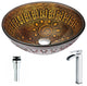 ANZZI Opus Series Deco-Glass Vessel Sink with Key Faucet, Polished Chrome