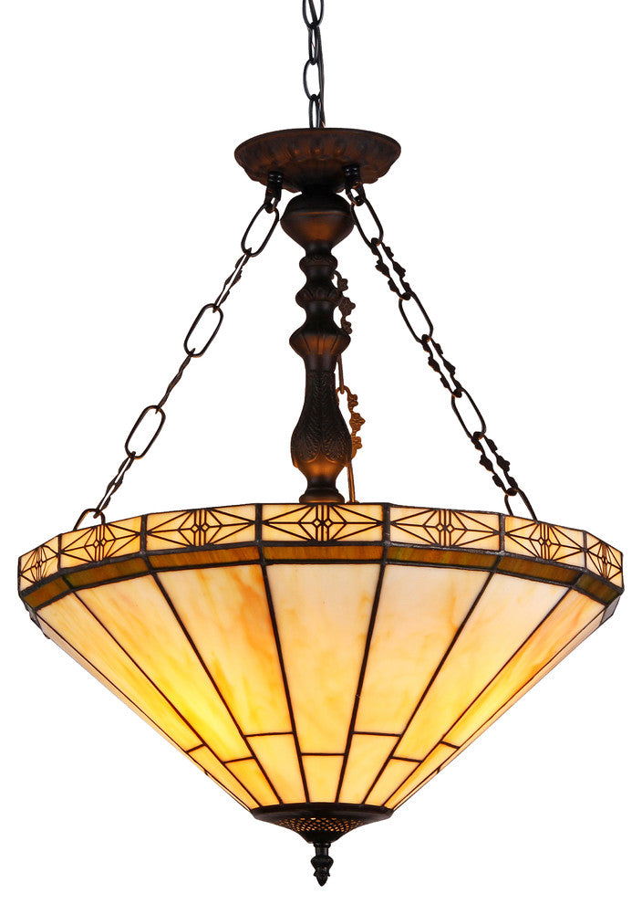 BELLE Tiffany-style 2 Light Mission Inverted Ceiling Pendant Fixture 18inches Sh
