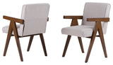 Modrest Joseline Modern Beige Fabric + Walnut Dining Chair, Set of 2