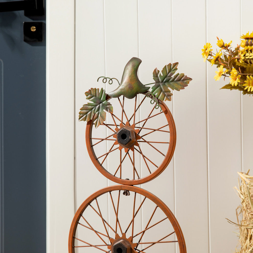 33.25''H Fall Bicycle Wheel Pumpkin Porch Decor