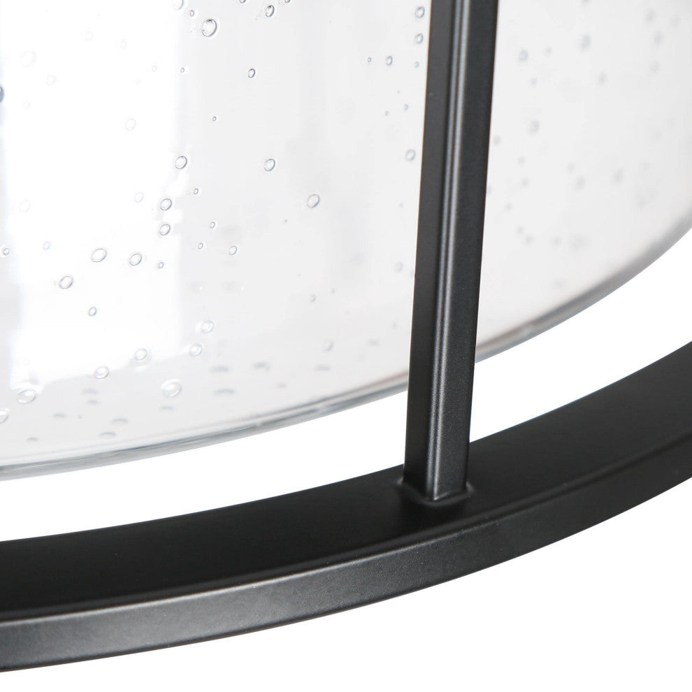 LNC 3-lights Matte Black Drum Modern  Contemporary Flush Mount Ceiling Light