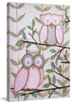 Marmont Hill, "2 Pink Owls" by Reesa Qualia Painting on Wrapped Canvas, 20x30