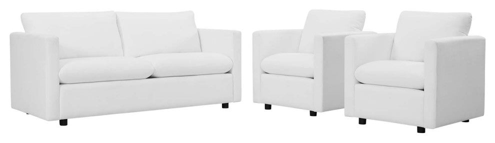Activate 3 Piece Upholstered Fabric Set - White