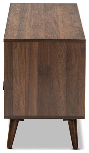 Kosen Modern Contemporary Two-Tone Gray and Walnut Brown Wood 1-Drawer TV Stand