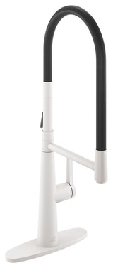 Single-Handle Standard Kitchen Faucet with Fast Mount and Deck Plate, Matte White