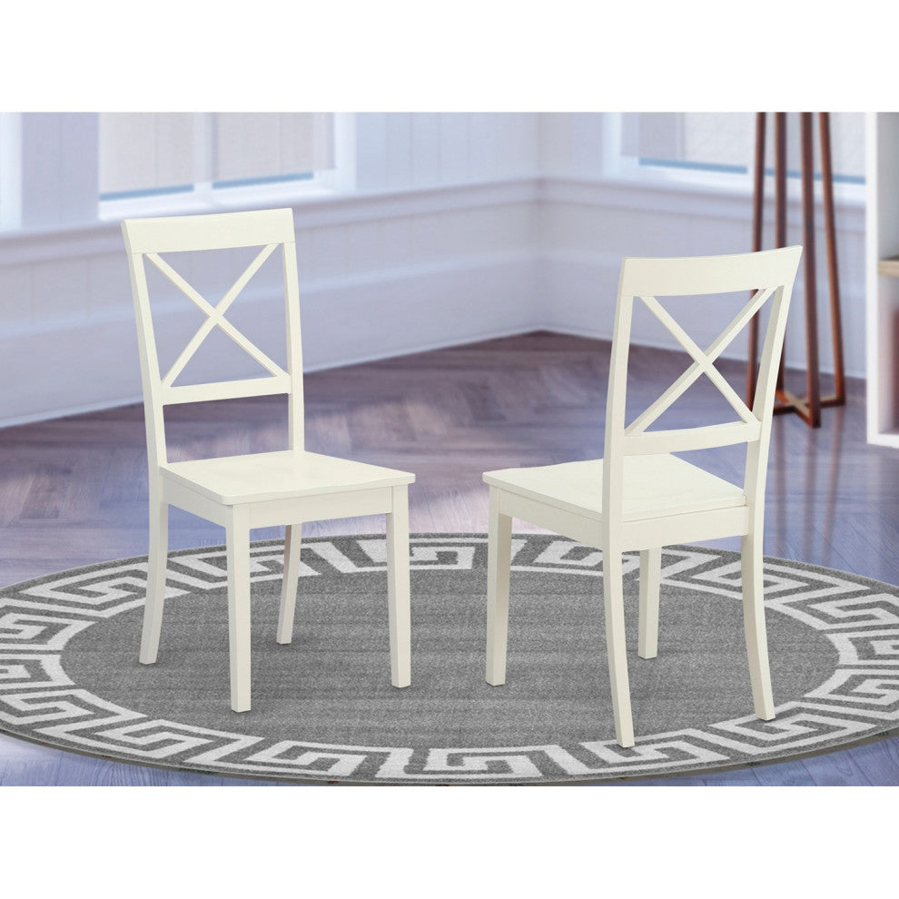 Boston X-Back Chair With Wood Seat, Set of 2, Linen White