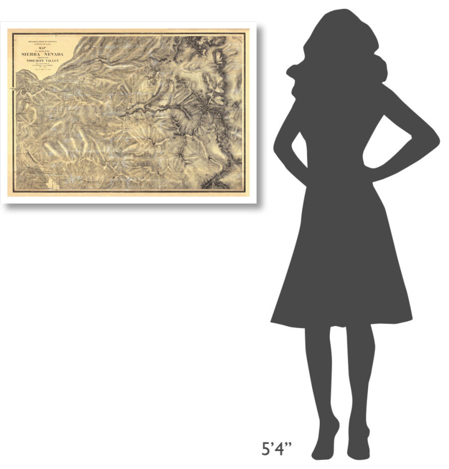 "Sierra Nevada adjacent to the Yosemite Valley, 1869" Paper Art, 38"x27"