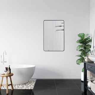 Nettuno Rectangle Bathroom/Vanity Aluminum Framed Wall Mirror, Matt Black, 24"