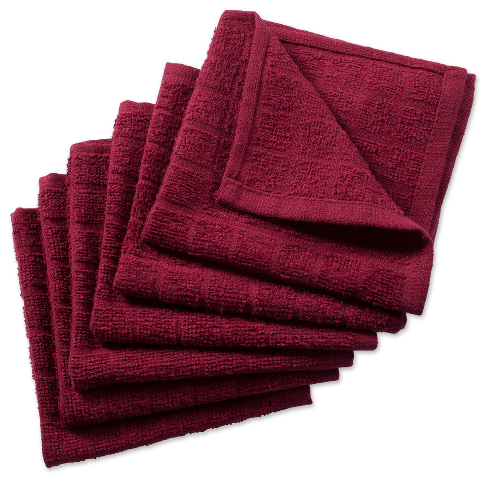 DII Solid Wine Windowpane Terry Dishcloth, Set of 6