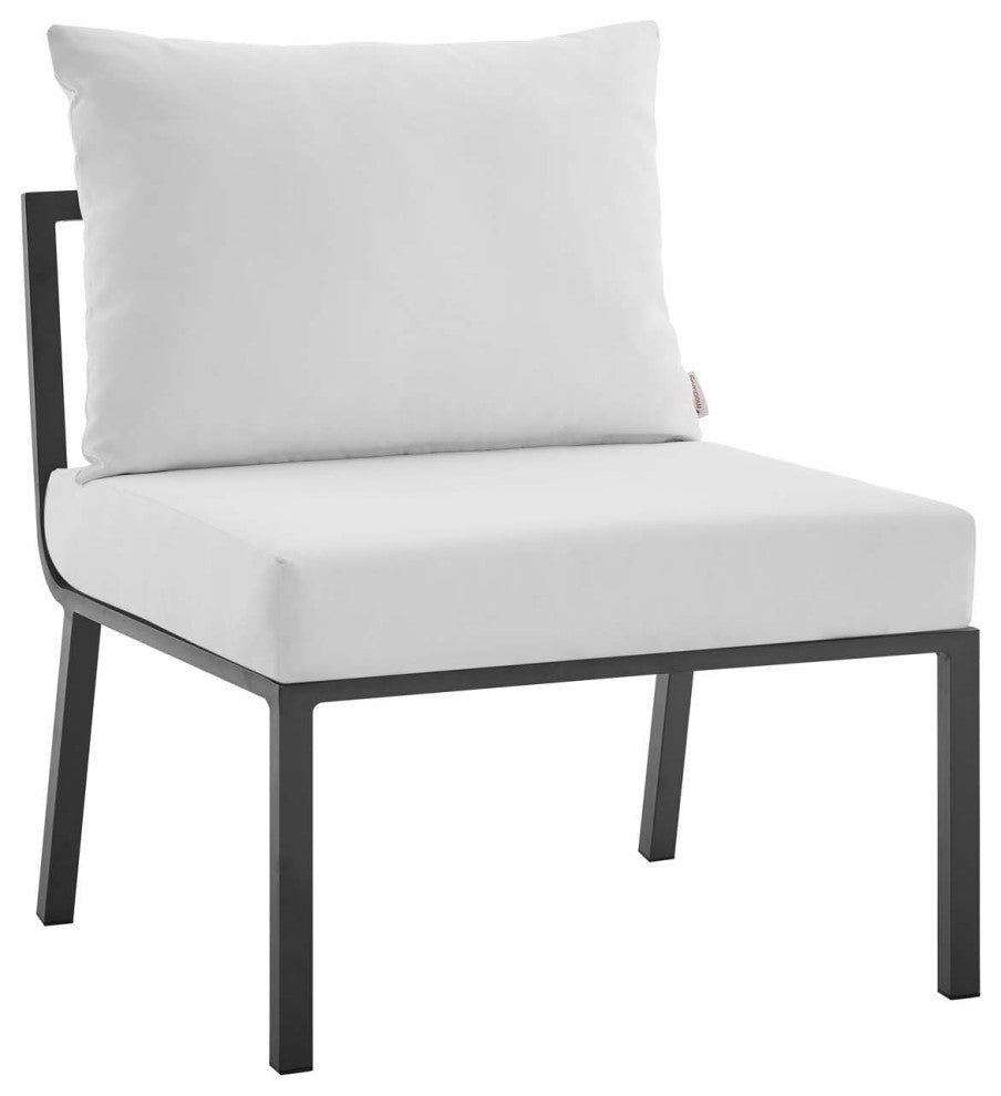 Riverside Outdoor Patio Aluminum Armless Chair Gray White