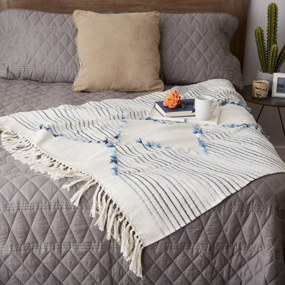 French Blue Diamond Cut Throw